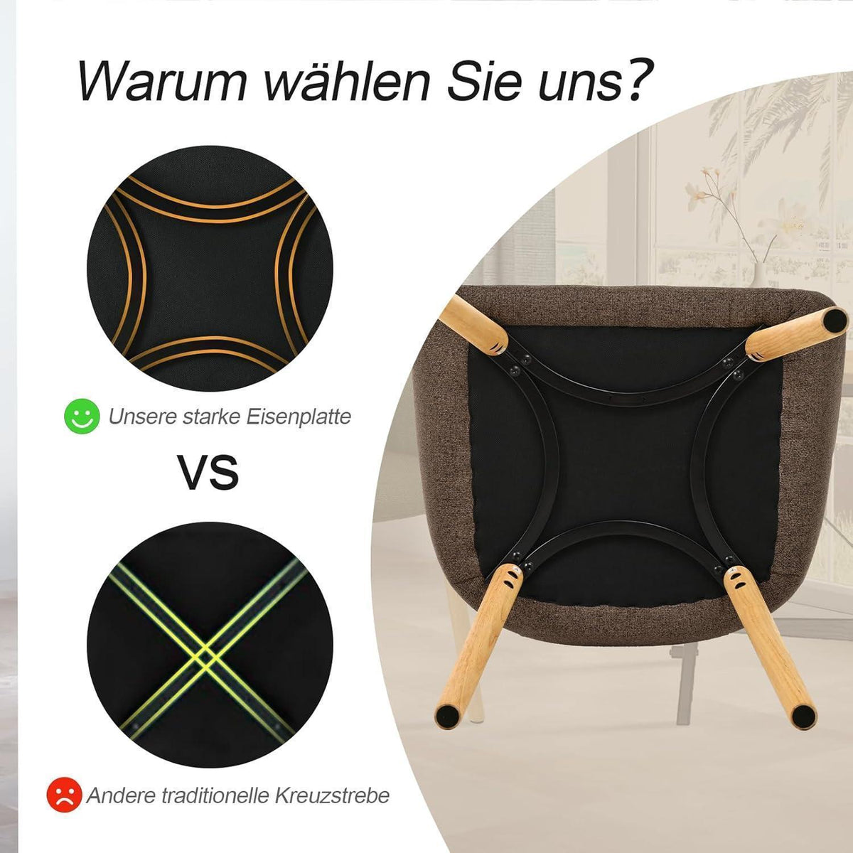 Esszimmerstühle Set 2 beige Holzbeine mit Armlehne