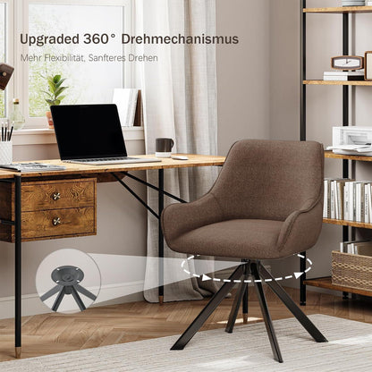 Drehbarer Esszimmerstuhl Set 6er – Polsterstuhl mit Armlehne Braun