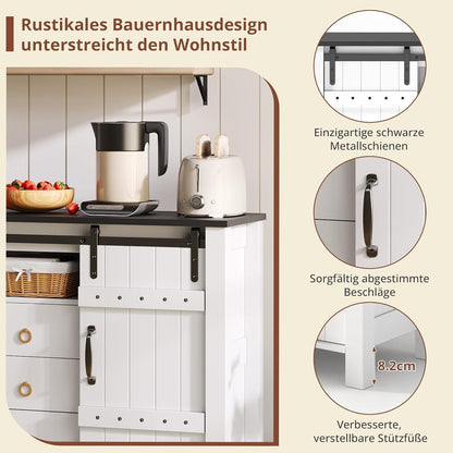 Weisse Kommode mit 3 Schubladen & Schiebetüren – 120x40x80cm