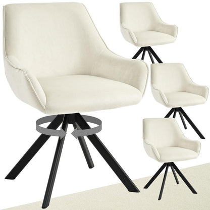 Drehbarer Esszimmerstuhl Set 4er – Samt, Cremeweiß, Modern