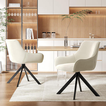 Drehbarer Esszimmerstuhl Set 4er – Samt, Cremeweiß, Modern