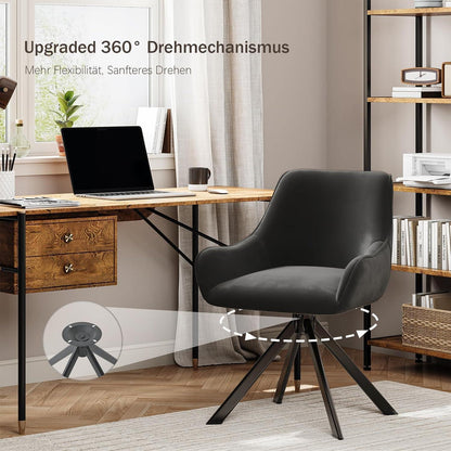 Drehbarer Esszimmerstuhl Set 4er – Samt, Schwarz, Modern