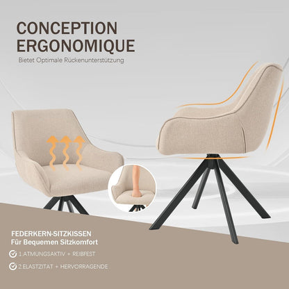 Drehbarer Esszimmerstuhl Set 4er – Beige, Modern & Komfortabel