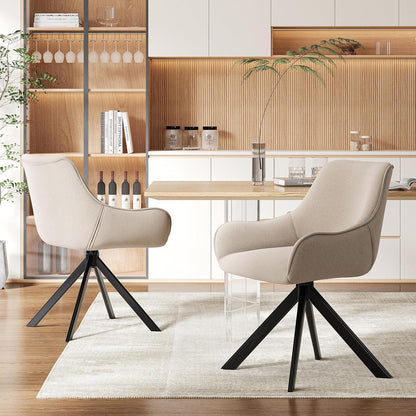 Drehbarer Esszimmerstuhl Set 4er – Beige, Modern & Komfortabel