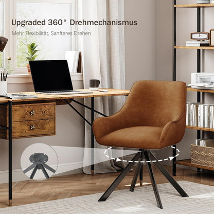 Drehbarer Esszimmerstuhl Set 4er – Braun, Metallgestell in Lederoptik