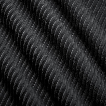 L-förmiges Sofa Cord Schwarz (4-Sitzer + Hocker) für Wohnzimmer