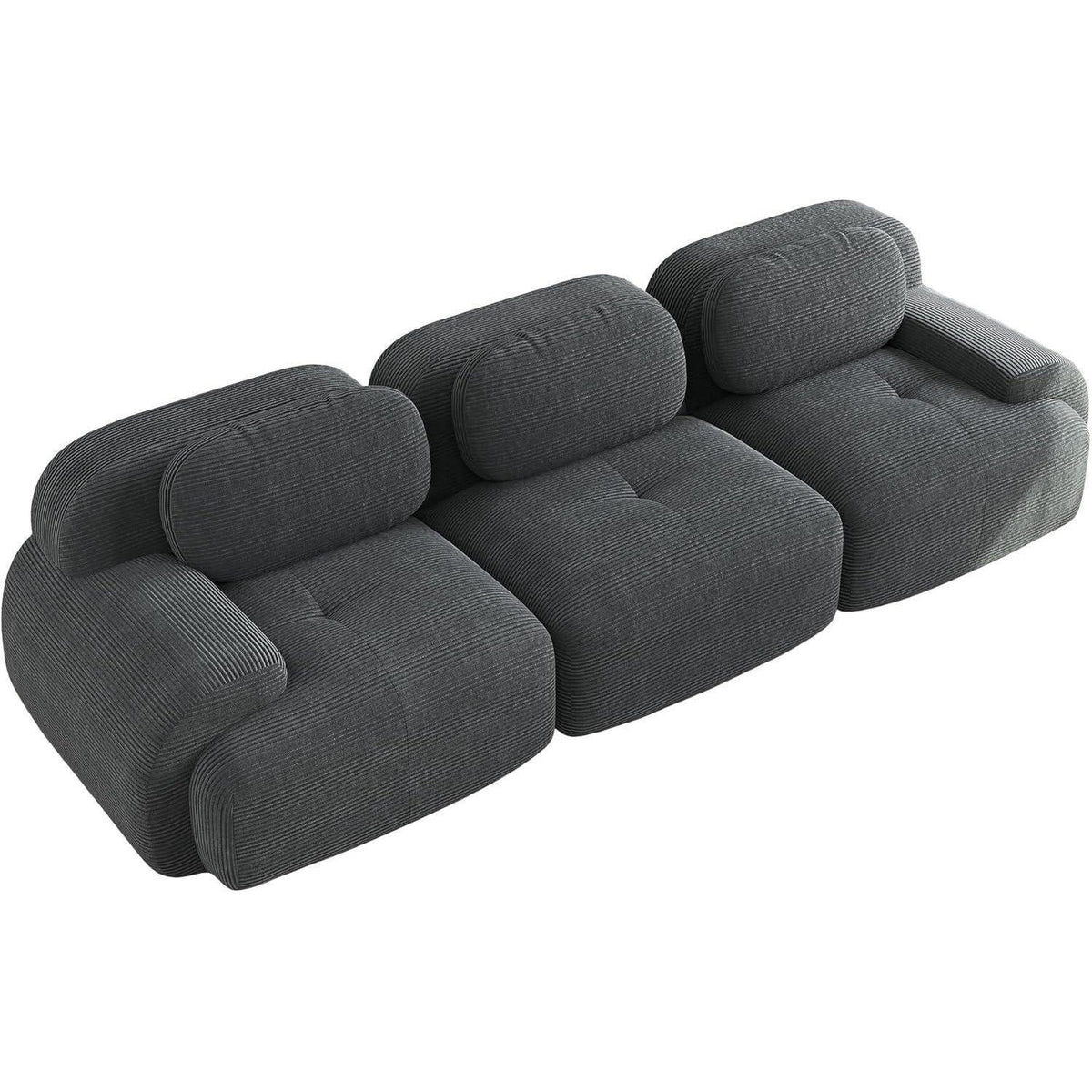 3-Sitzer Cord Sofa Grau – Modernes Wohnzimmer Sofa