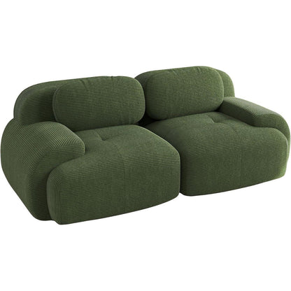 2-Sitzer Sofa Grün – Cord Stoff Couch für Wohnzimmer