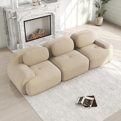 3-Sitzer Cord Sofa Beige – Wohnzimmer Couch mit Komfort