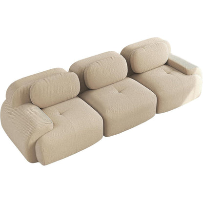 3-Sitzer Cord Sofa Beige – Wohnzimmer Couch mit Komfort