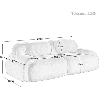 2-Sitzer Sofa Schwarz – Cord Stoff für Wohnzimmer & Büro