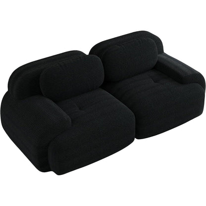 2-Sitzer Sofa Schwarz – Cord Stoff für Wohnzimmer & Büro