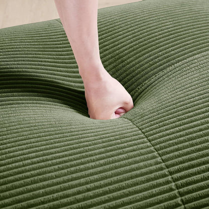 Grünes U-förmiges Sofa mit Cordstoff (3-Sitzer + 2 Hocker)