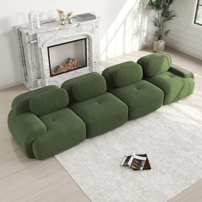 4-Sitzer Cord Sofa Grün – Modernes Wohnzimmer Sofa