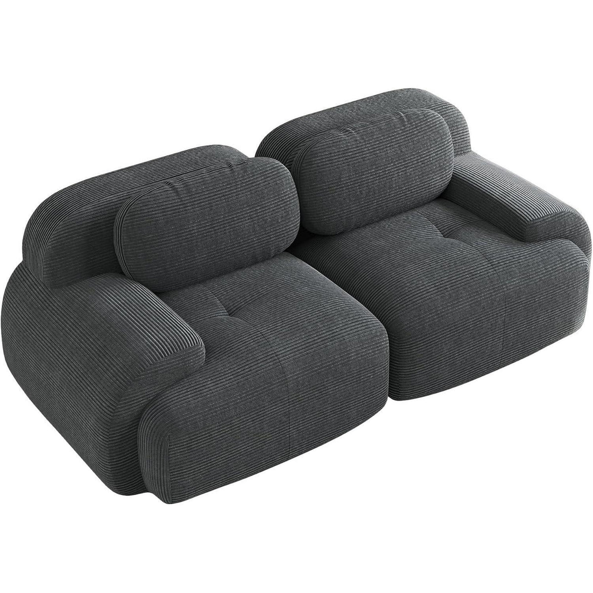 2-Sitzer Sofa Grau – Cord Stoff Couch für Wohnzimmer & Büro