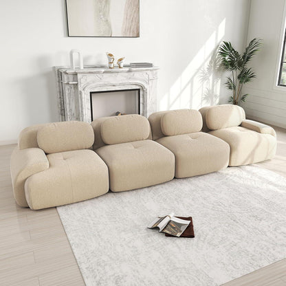 4-Sitzer Cord Sofa Beige – Modernes Wohnzimmer Sofa