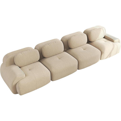 4-Sitzer Cord Sofa Beige – Modernes Wohnzimmer Sofa