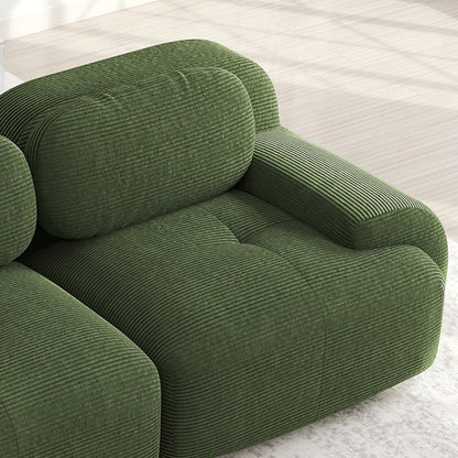 L-förmiges Sofa mit Cordstoff – Grün, 4-Sitzer + Hocker