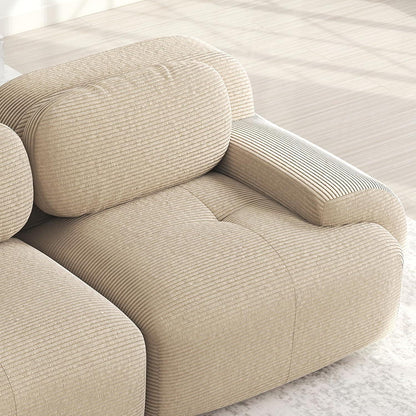 3-6 Sitzer Cord Sofa mit Hockern – Beige, Modular & Komfortabel