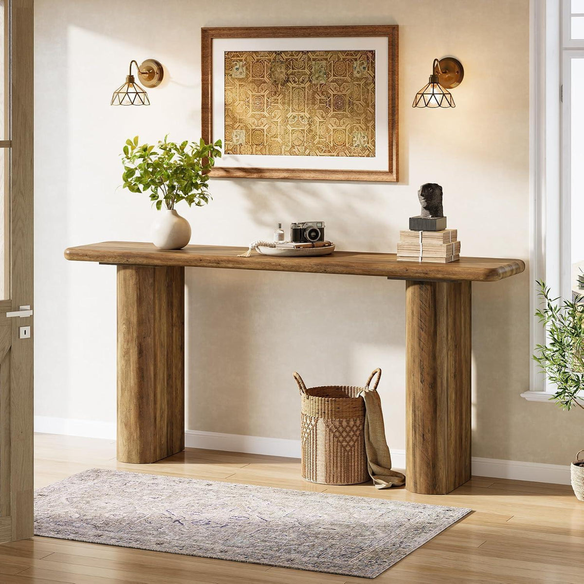 Langer Konsolentisch Holz – Flur & Wohnzimmer | Landhausstil Braun