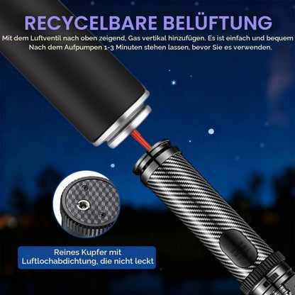 Windfeste Sturmfeuerzeug mit einstellbarer Flamme – Schwarz/Blau