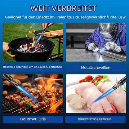 Windfeste Sturmfeuerzeug mit einstellbarer Flamme – Schwarz/Blau