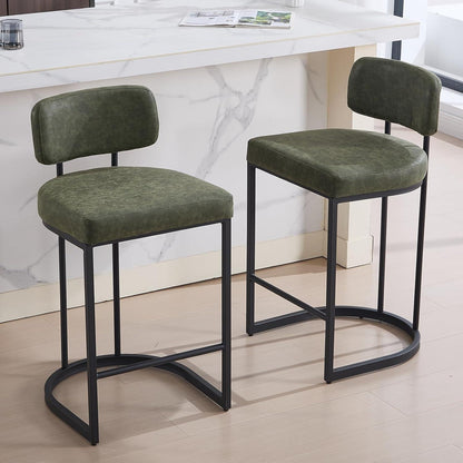 Moderner Barhocker 4er Set in Lederoptik & Metallfuß, Grün