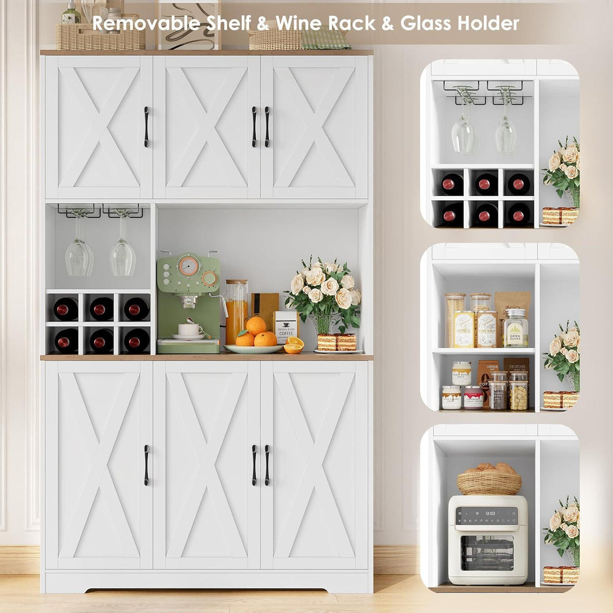 Küchenschrank Weiß 106x180 cm | Buffetschrank mit 6 Türen
