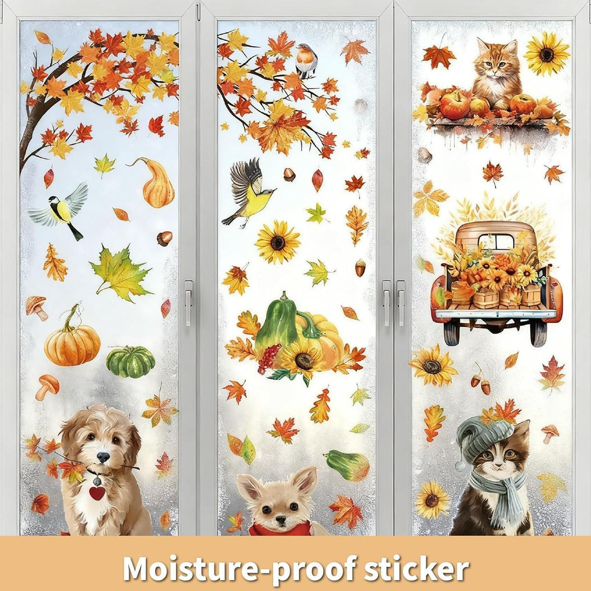 9x Herbst Fensterbilder – Süße Tiere & Herbstmotive