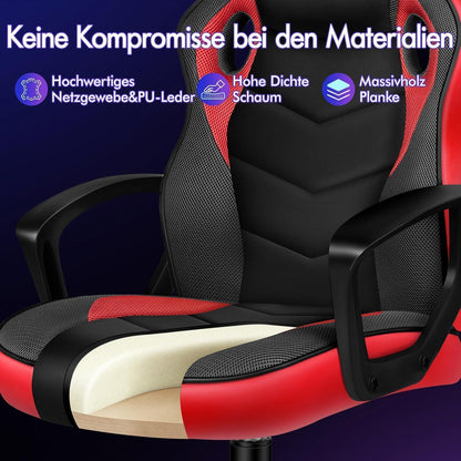 Ergonomischer Gaming-Stuhl mit mittlerer Rückenlehne, Rot Mega