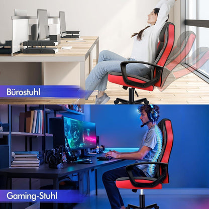 Ergonomischer Gaming-Stuhl mit mittlerer Rückenlehne, Rot Mega