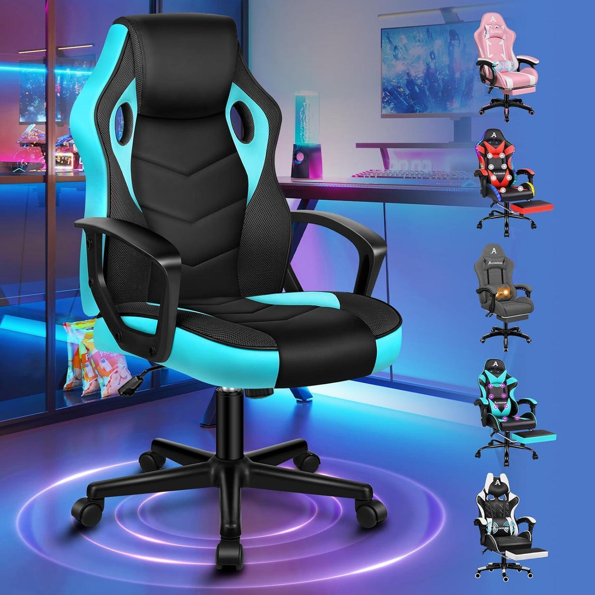 Ergonomischer Gaming-Schreibtischstuhl Cyan Mega