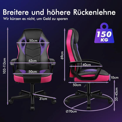 Ergonomischer Gaming-Stuhl Lila Mega in Lederoptik und Stoff