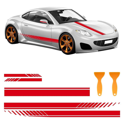 5x Auto Haubenstreifen Aufkleber – Racing Design Rot