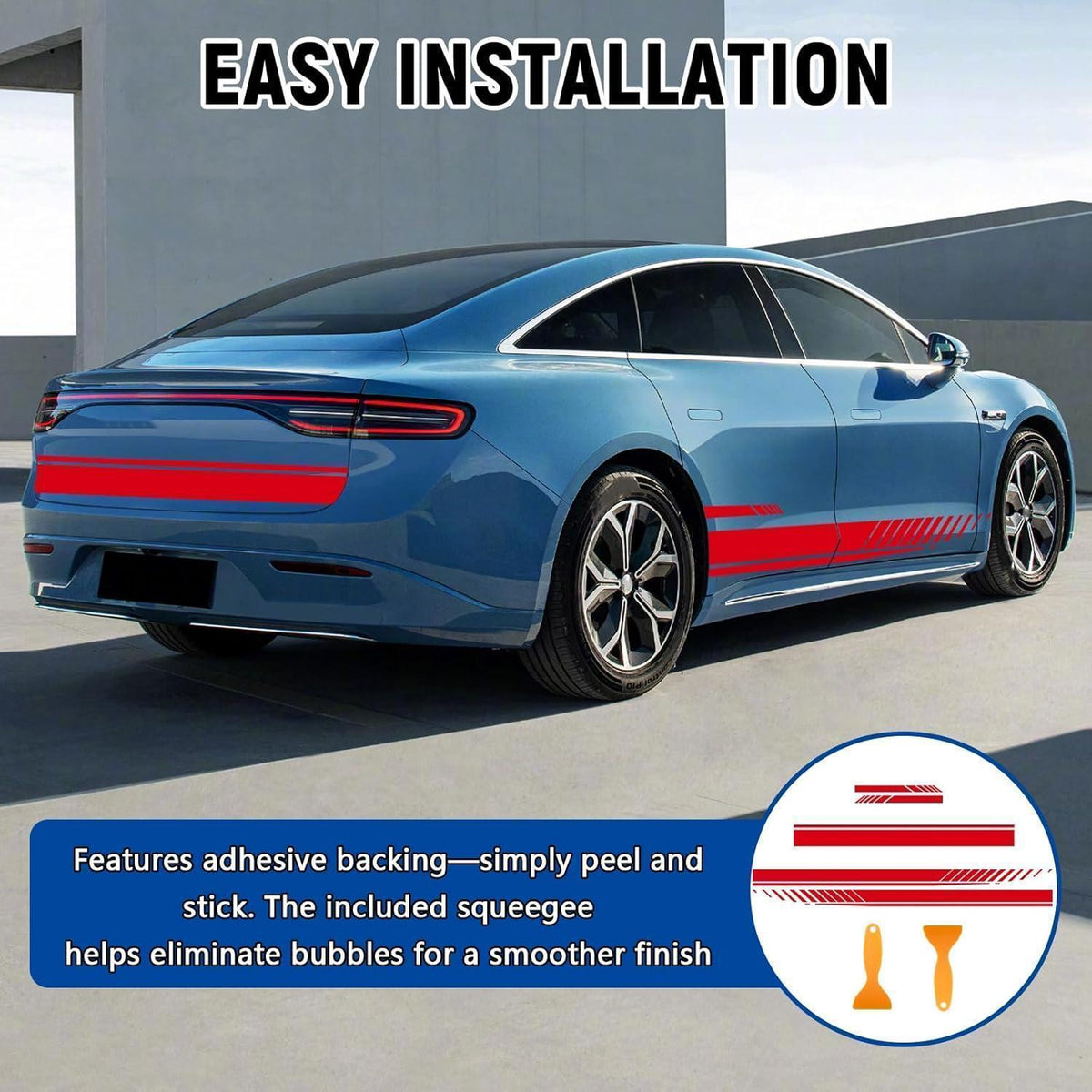 5x Auto Haubenstreifen Aufkleber – Racing Design Rot
