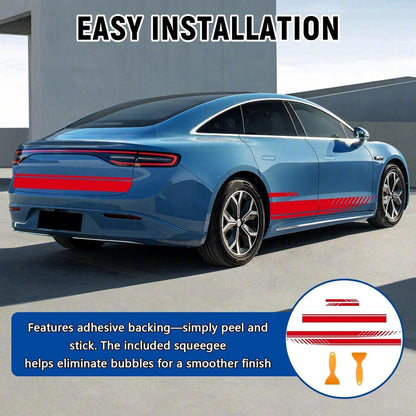 5x Auto Haubenstreifen Aufkleber – Racing Design Rot