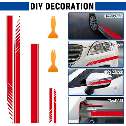 5x Auto Haubenstreifen Aufkleber – Racing Design Rot