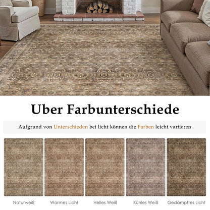 Vintage Teppich Braun 300x400cm – Waschbar & Rutschfest