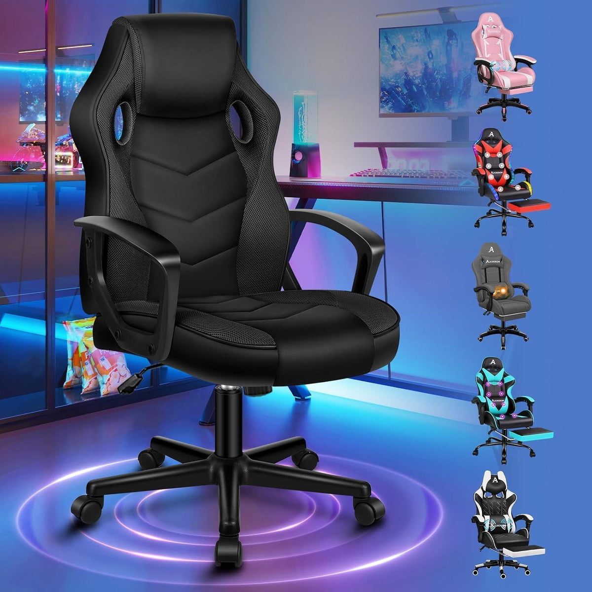 Ergonomischer Gaming-Schreibtischstuhl, höhenverstellbar, 150 kg belastbar