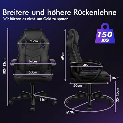 Ergonomischer Gaming-Schreibtischstuhl, höhenverstellbar, 150 kg belastbar