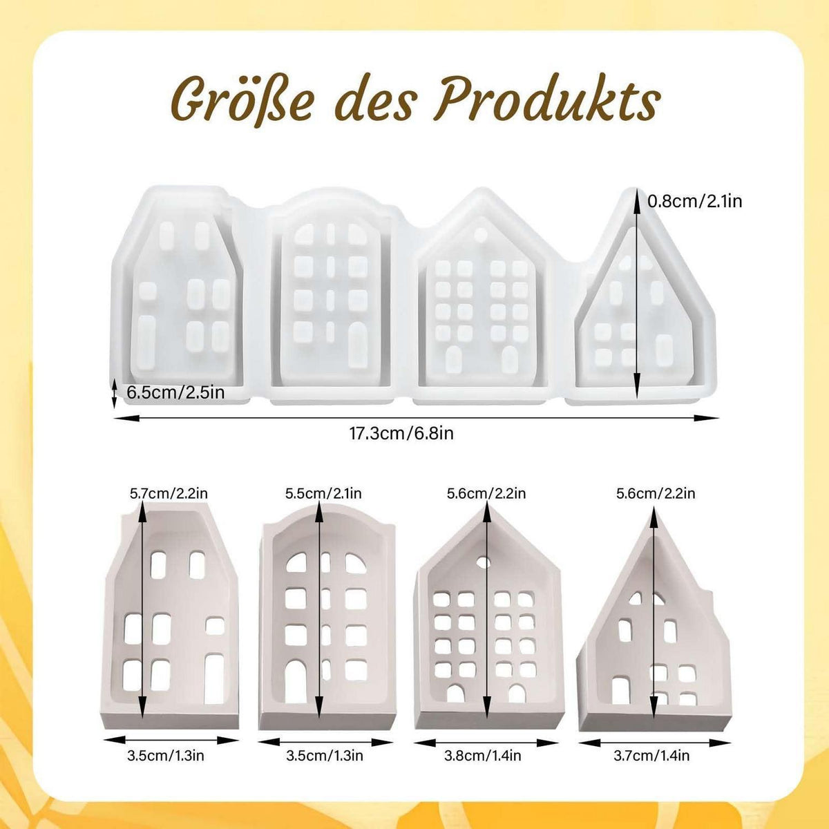 Silikonform Haus 4 Gitter – Gießform für Miniatur Deko & Harzkunst
