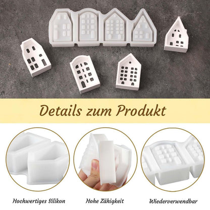Silikonform Haus 4 Gitter – Gießform für Miniatur Deko & Harzkunst