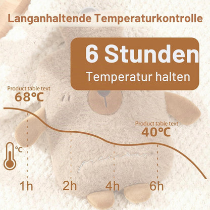 Wärmflasche mit Bezug, 2L, Bärenmuster, PVC & Vlies
