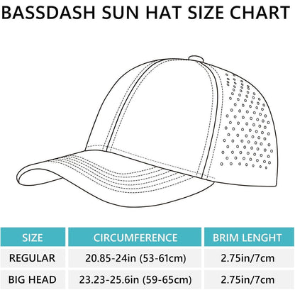 Baseball Cap UPF50+ Schnell Trocknend Wasserdicht – Big Head & Regular