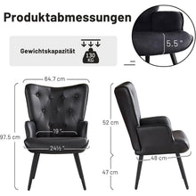 Ohrensessel Schwarz – Skandinavischer Relaxsessel mit PU-Leder