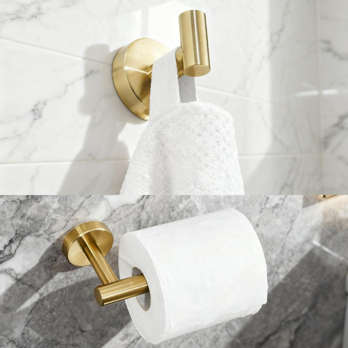 Gebürsteter Goldener Klopapierhalter & Handtuchhaken Set Edelstahl