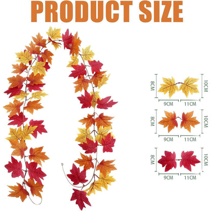 200cm Herbstgirlande mit Ahornblättern – 2er Pack für Deko