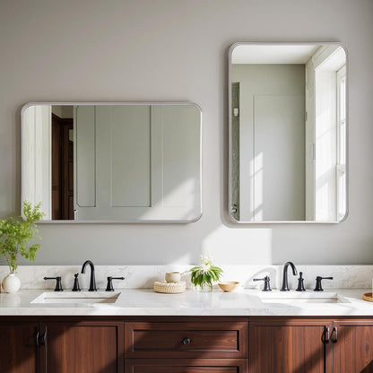 Wandspiegel 50x75 cm – Moderner Badezimmer Spiegel mit Silberrahmen