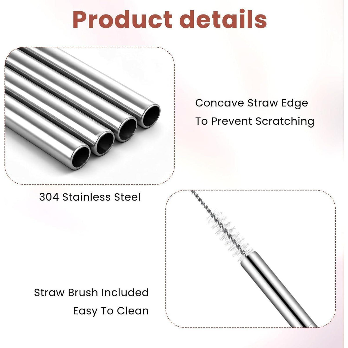 10 Edelstahl Strohhalme Kurz Wiederverwendbar mit Bürste