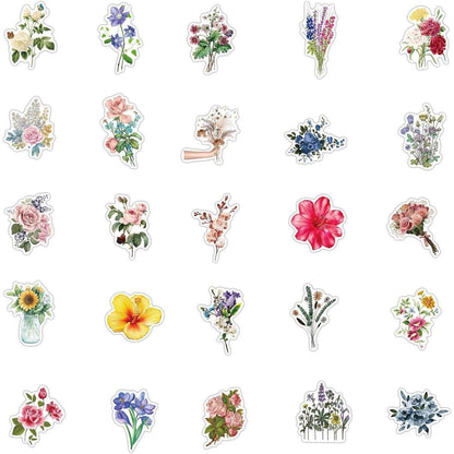 50 Blumen Aufkleber Wasserdicht – Scrapbooking & Basteln
